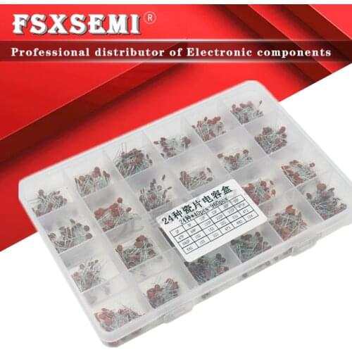 1000pcs Ceramic capacitor 50V 1pF ~ 100nF 104 4.7PF Ceramic capacitors set 24value*40pcs diy Electronic capacitors 20