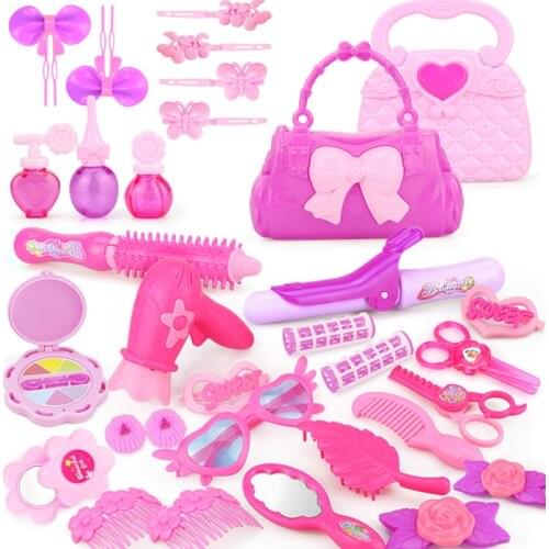 25-32PCS Girls Make Up Toys Pretend Play Make Up Tool Kit Princess Hairdressing Simulation Cosmetic Toy For Girls Dressing