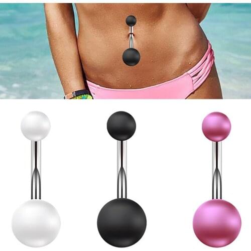 3Pcs Beach White Black Pearl Belly Piercing Bar Surgical Steel Navel Ring Jewelry Acrylic Belly Button Rings for Women Earrings