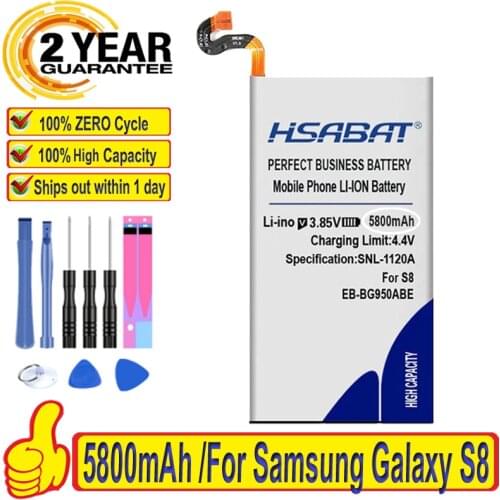 HSABAT EB-BG950ABE 5000mAh Battery for Samsung Galaxy S8 G9508 G9500 G950U SM-G9508 SM-G G Project Dream G950A G950T G950 G950F