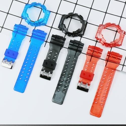 Accessories mens rubber strap for Casio G-SHOCK resin transparent strap GD120/GA-100C/GA-110 ladies sports strap case 16mm