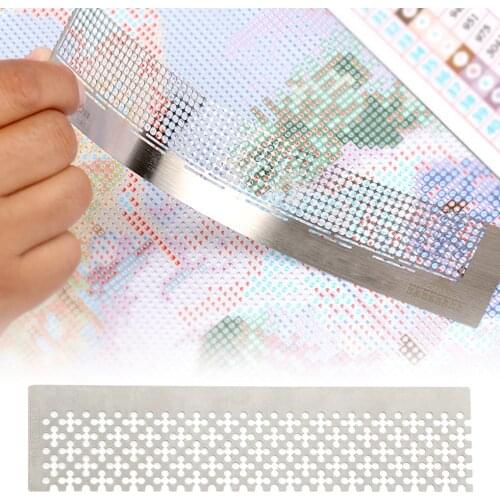 Diamond Painting Mesh Grid Drawing Ruler 5D DIY Square Round Drill Diamond Embroidery Accessory Stainless Steel Art Tools 15x3cm