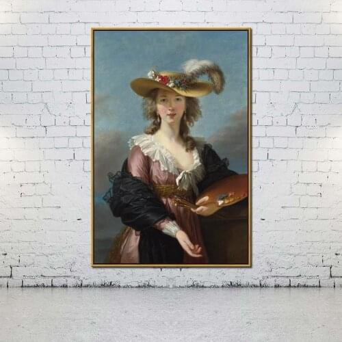 Artcozy Oil Canvas Painting vigee lebrun self portrait in a straw hat For Home Decoration Wall Art