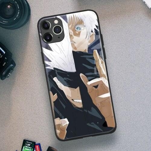 Satoru Gojo Jujutsu Kaisen Anime Soft TPU Glass Phone Case for IPhone SE 6s 7 8 Plus X Xr Xs 11 12 Mini Pro Max Samsung