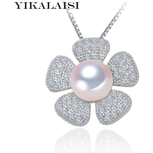 YIKALAISI 925 Sterling Silver Jewelry choker Necklace Pearl Jewelry Natural Freshwater Pearl 9-10mm real pearl For Women