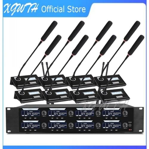 XGWTH UHF Digital Wireless Microphone System 8 Table Gooseneck Desktop Mic Conference Discussion Meeting Room 4 Antenna Receiver
