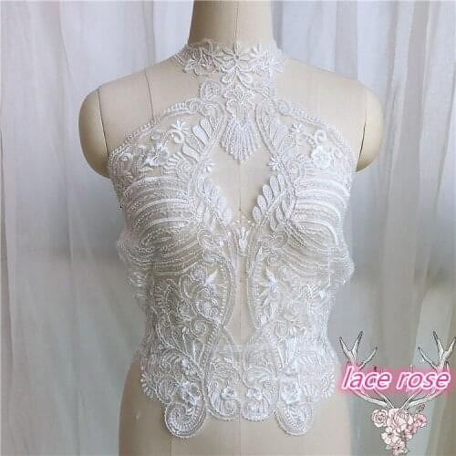 Flower Embroidery Beaded Patch Applique For Wedding Dress Luxury Sewing On Clothing Accessories Patch Diy Decoration Supplies