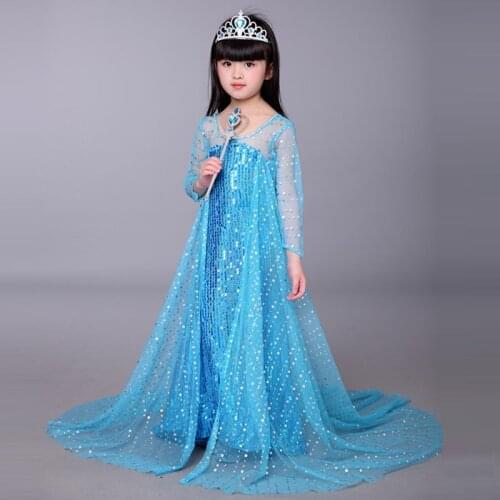 Disney Frozen Kids Princess Dresses for Girls Elsa New Year Costume Halloween Christmas Party COS Childrens Clothing Teenager