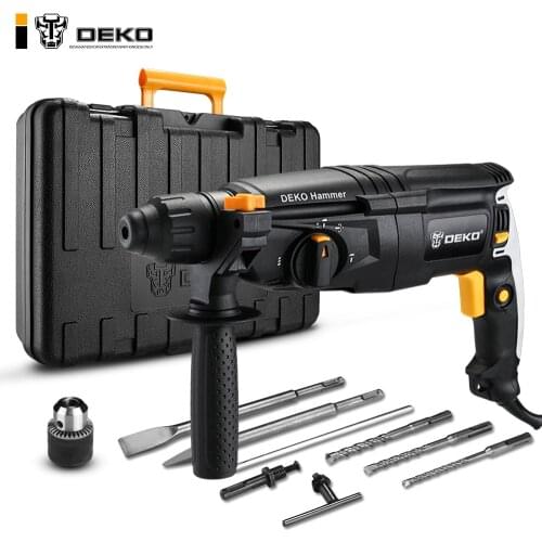 DEKO GJ181 220V 26mm AC Electric Rotary Hammer Four Functions with Accessories&BMC Box Impact Power Drill for Woodworking