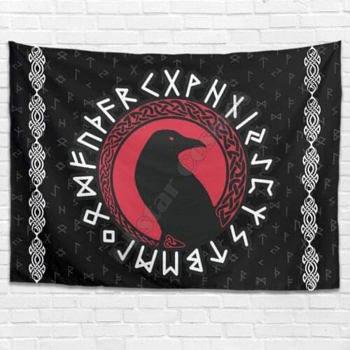 PLstar Cosmos Tapestry Viking Tattoo 3D Printing Tapestrying Rectangular Home Decor Wall Hanging Home Decoration Style-02