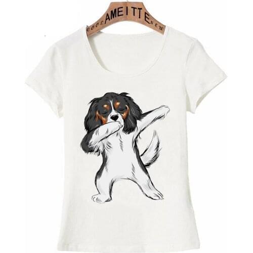 Hip Hop Streetwear Dabbing Cavalier King Charles Spaniel Dab Dance Print T-Shirt Women Tee shirt Cute Dog Design Girl Casual Top