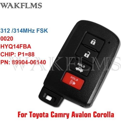 HYQ14FBA Keyless Smart Remote Car Key Fob 312 / 314MHz P1=88 For Toyota Avalon Camry Hybrid Corolla LE SE XSE XLE 8990406140