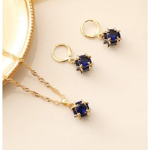 Colorful Rhinestone Jewelry Sets For Women Elegant Geometric Polygon Drop Earrings Necklace Bridal Wedding Jewelry Party Gifts