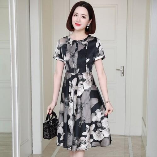 Fashion High Quality Genuine Silk Female Slim Dresses Summer 2021 Elegant Woman Dress Midi Dress Ladies Ropa De Mujer Zjt2526