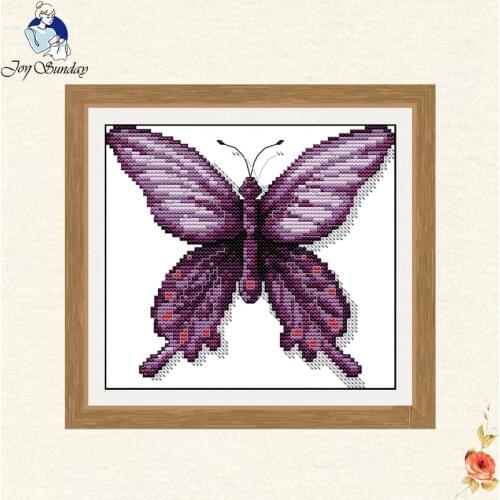 Joy Sunday Purple butterfly Chinese cross stitch kits Ecological cotton stamped 11CT sales promotion Embroidery Needlework gift