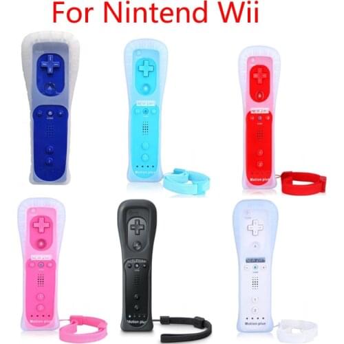 New 2 In 1 Wireless Remote Controller For Nunchuk Nintendo Wii Built-in Motion Plus Gamepad With Silicone Case Motion Sensor