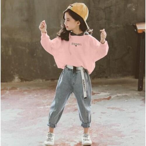 New Autumn Girls Clothes Set Teenage Kids Clothing Children Sports Suit Hoodies & Jeans Girls Sets Casual Tracksuit 8 10 12 Year