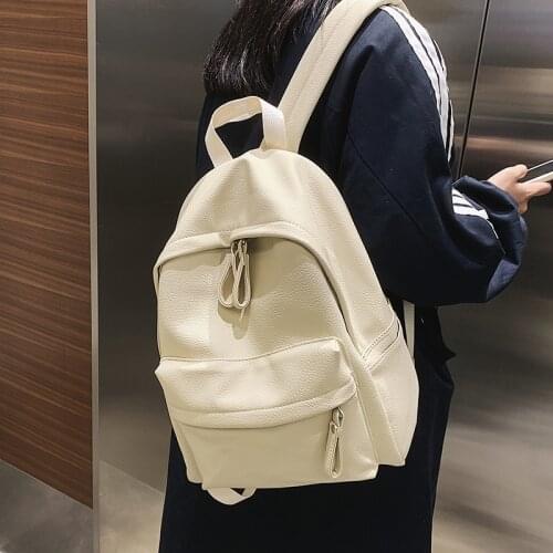 2021 Fashion Womens Backpack For Teenage Girls Backpack High Quality PU Leather School Shoulder Bag Student Bagpack Mochila