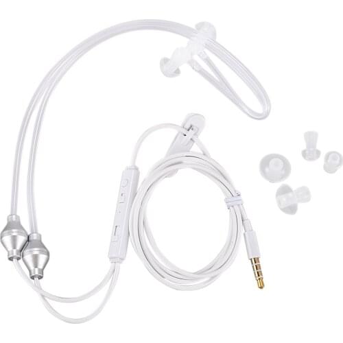 Anti Radiation Binaural Earphones Stereo Headphones with Microphone Universal 3.5mm Noise Cancelling Air Tube Acoustic Earbuds