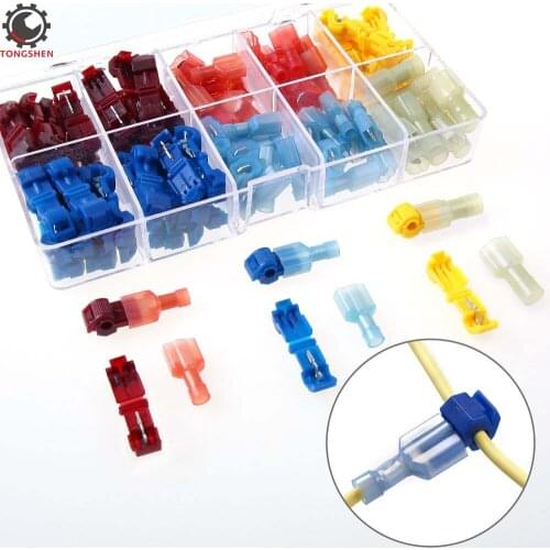 T-Tap Electrical Wire Connectors Terminals Tap in Crimp Quick Splice Self-Stripping Nylon Fully Insulated Male Quick Disconnects