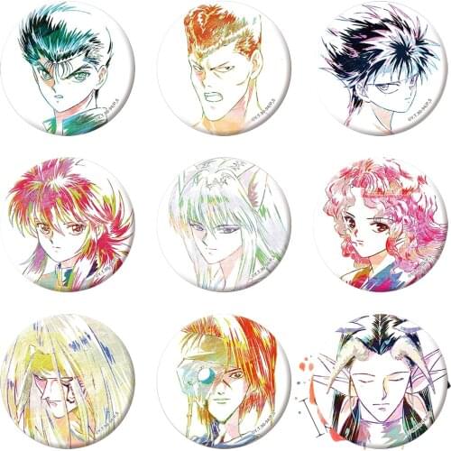YuYu Hakusho Anime badge Urameshi Yuusuke Kuwabara Kazuma Kurama Hiei Yukina Genkai Metal Badge Brooch Pins
