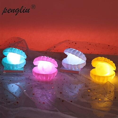Shell Pearl Night Light Bedside Night Lamp Bedroom Decoration Light Streamer Mermaid Fairy Shell Night Lamp for Christmas Gift