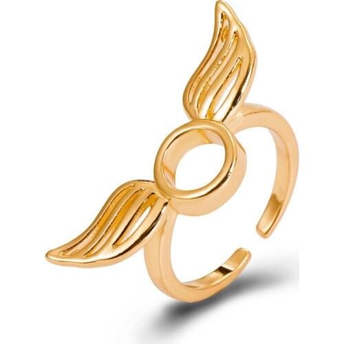 INS Hot Adjustable Opening Vintage Geometry Angel Wings Love Heart Rings For Women Girl Creative Jewelery Gift Party