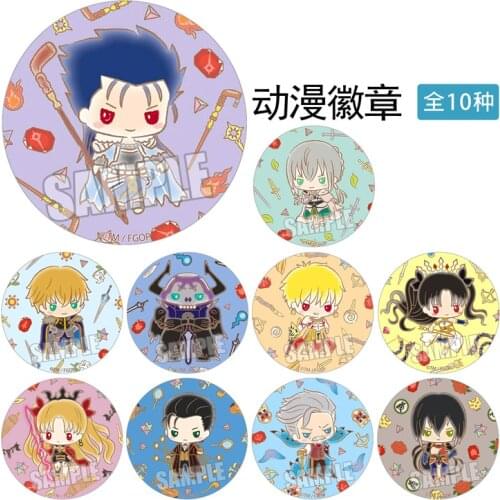 1pc 58mm Fate Grand Order Super Cute badge Gilgamesh Pendragon Jannu Daruku Tamamo no Mae brooch