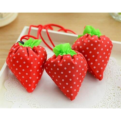 1pc Nylon Folding Reusable Eco Grocery Tote Shopper Strawberry Storage Handbag Shopping Good Helper