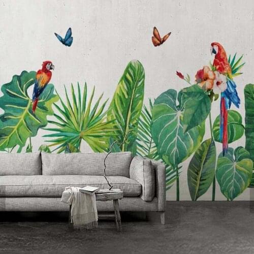 3D Tropical Leaf Parrot Wallpaper Mural Wall Decor Wall Paper Rolls Home Improvement Wall Murals Contact Paper Customize