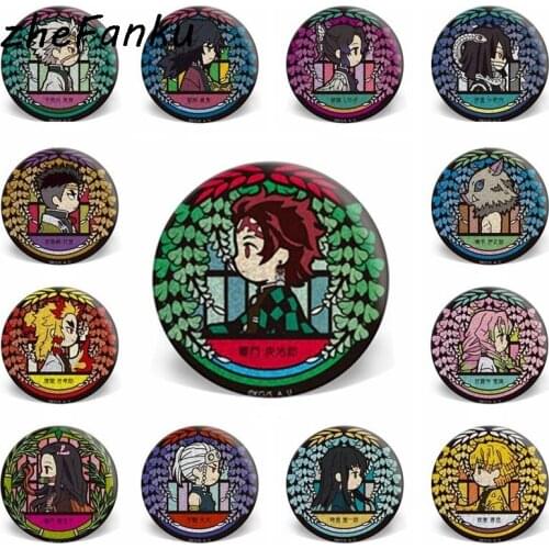 5.8cm Anime Demon Slayer: Kimetsu No Yaiba Kamado Tanjirou Cosplay Bedge Cartoon Backpacks Bags Badges Button Brooch Pins
