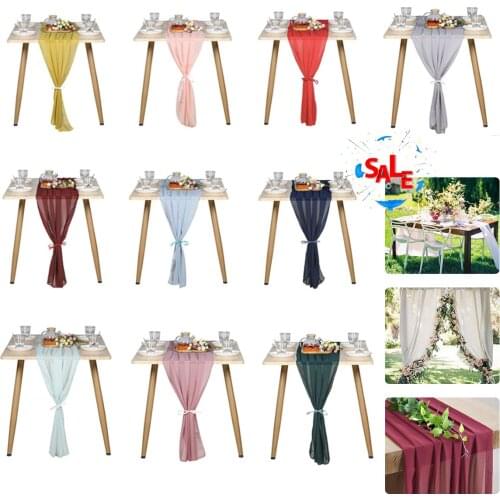 70*300cm Table Runner Soft Chiffon Fabric Wedding Runner Tablecloth Banquet Candlelight Dinner Decor Holiday Party Decorations