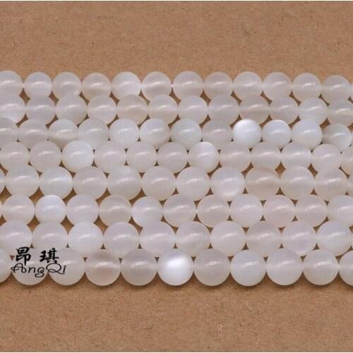 7A Natural White Moon Stone Round Loose Beads 4-10mm Pick Size For Jewelry Making DIY Charm Bracelets Accessories 15'' Strand