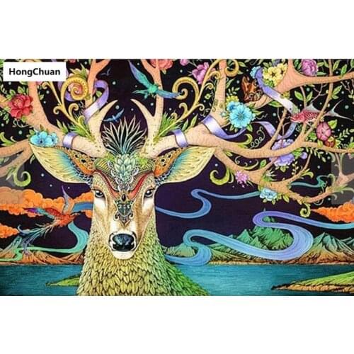 Diamond embroidery, elk, 5d diamond painting square, round diamond inlay, rhinestone pictures, cross stitch, new year, gifts