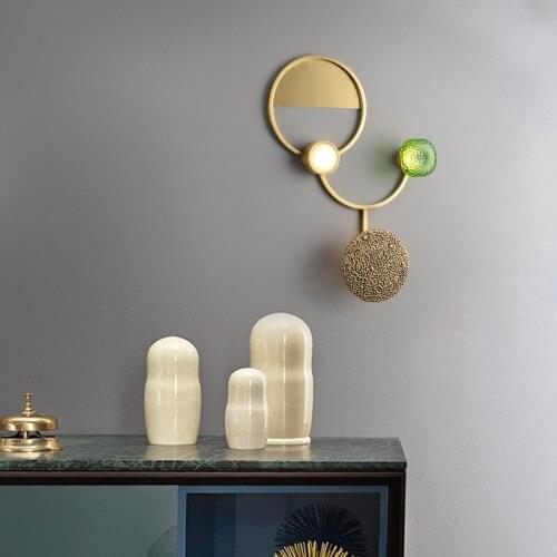 Art Deco LED Postmodern Copper Glass Golden LED Lamp LED Light Wall lamp Wall Light Wall Sconce For Bedroom Corridor