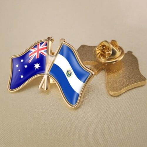 Australia and El Salvador Crossed/Double/Friendship Flags Lapel Pins/Brooch/Badges