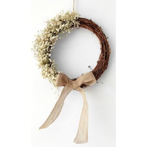 Babysbreath Wreath Housewarming Gift Dried Flower Decorating Door Rattan Garland Decorative Eco-Friendly LIghtweight for Wedding