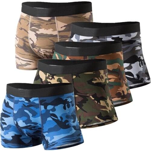 Brand Camouflage Sexy Underwear Men Military Mens Cotton Boxers Panties XXXL Gray Boxer Shorts Comfortable Pack mutande Uomo New