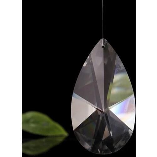 Camal 2pcs 50mm Clear Pear-shaped Crystal Pendant Prisms Lamp Lighting Part Hanging Chandelier SunCatcher Wedding Decoration