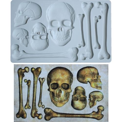 Skull & Bones Silicone Mold Fondant Mould Cake Decorating Tools Chocolate Gumpaste Molds, Sugarcraft, Kitchen Gadget