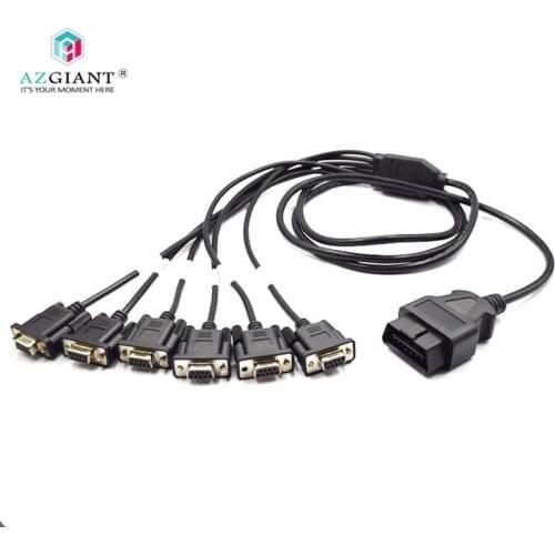 AZGIANT High Quality 210cm OBD2 Male To 6 DB9 Female Interface Serial RS232 16pin OBDII Diagnostic Tool Cable