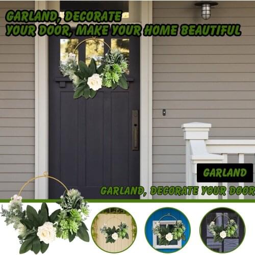 Diy Hanging Wreath Iron Ring Hoop Door Hanging Craft Party Decorations Easter Wedding Wreaths Decor Hanging Artificial Flower