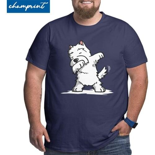 Men Dabbing West Highland White Terrier Dog Clothes Awesome Round Neck Big Tall Tee Shirt Big Size T Shirts 4XL 5XL 6XL T-Shirts