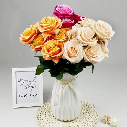 Carnation Simulation Roses Heads Stems Artificial Fake Flowers Bride Bouquet Decor Home Plant Props Decoration Floral