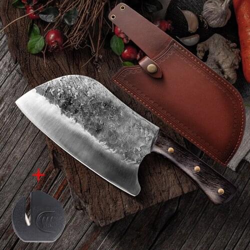 Chinese Traditional Handmade Forged Choping Knife Stainless Steel Meat Cleaver Vegetable Chopper Knife Kitchen Cutter Tool