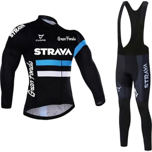 2021 STRAVA Long Sleeve Cycling Cothing Set bib pants ropa ciclismo bicycle clothing MTB bike Long sleeve jersey Mens clothes