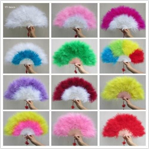 Hot! High Quality Nice Feather Fan For Dance Props Hand Goose Feather Folding Fan Wedding 2018 Popular Dance performance