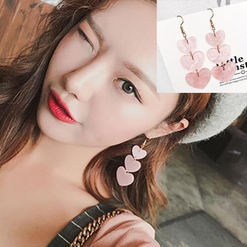 Cute Trendy Pink Heart Shape Earrings for Women Girls Dangle Earrings Womens Pink Dreamy Heart pendant Earrings Fashion Gifts