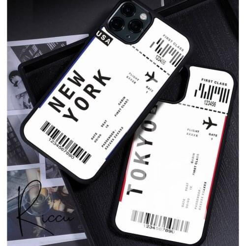 Cute FIRST CLASS PLANE TICKET Phone Case Rubber for iPhone 12 11 Pro Max XS 8 7 6 6S Plus X 5S SE 2020 XR 12 Mini case