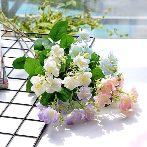 Mini jasmine artificial flower branch home hotel decoration floral arrangement ornament wedding photography props